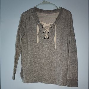 Grey sweat shirt with string detail - old navy